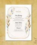 Gold And Blue Leaves Wedding Menu Cards