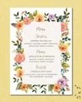 Colorful Flower Frame Wedding Menu Cards
