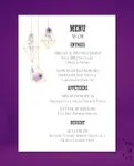 Geometric Lamps And Flowers Wedding Menu Cards