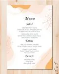 Orange Abstract Design Wedding Menu Cards