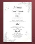 Elegant Black Flowers Wedding Menu Cards