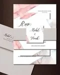 Pink and Gray Marble Simple Flat 5x7 Wedding Invitation