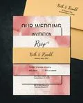 Deep Fose Tint Simple Flat 5x7 Wedding Invitation