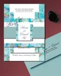 Abstract Blue Paint Simple Flat 5x7 Wedding Invitation