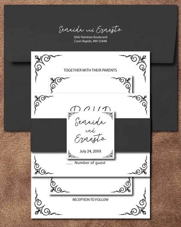 Minimalist Class Simple Flat 5x7 Wedding Invitation