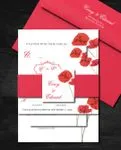 Simple Red Flowers Simple Flat 5x7 Wedding Invitation
