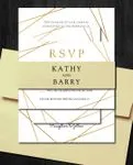 Elegant Golden Frame Simple Flat 5x7 Wedding Invitation