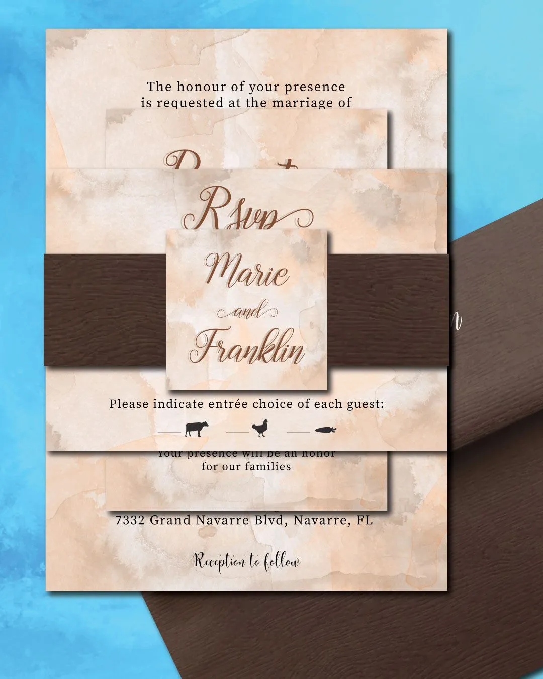 Watercolor Earth Tones Simple Flat 5x7 Wedding Invitation