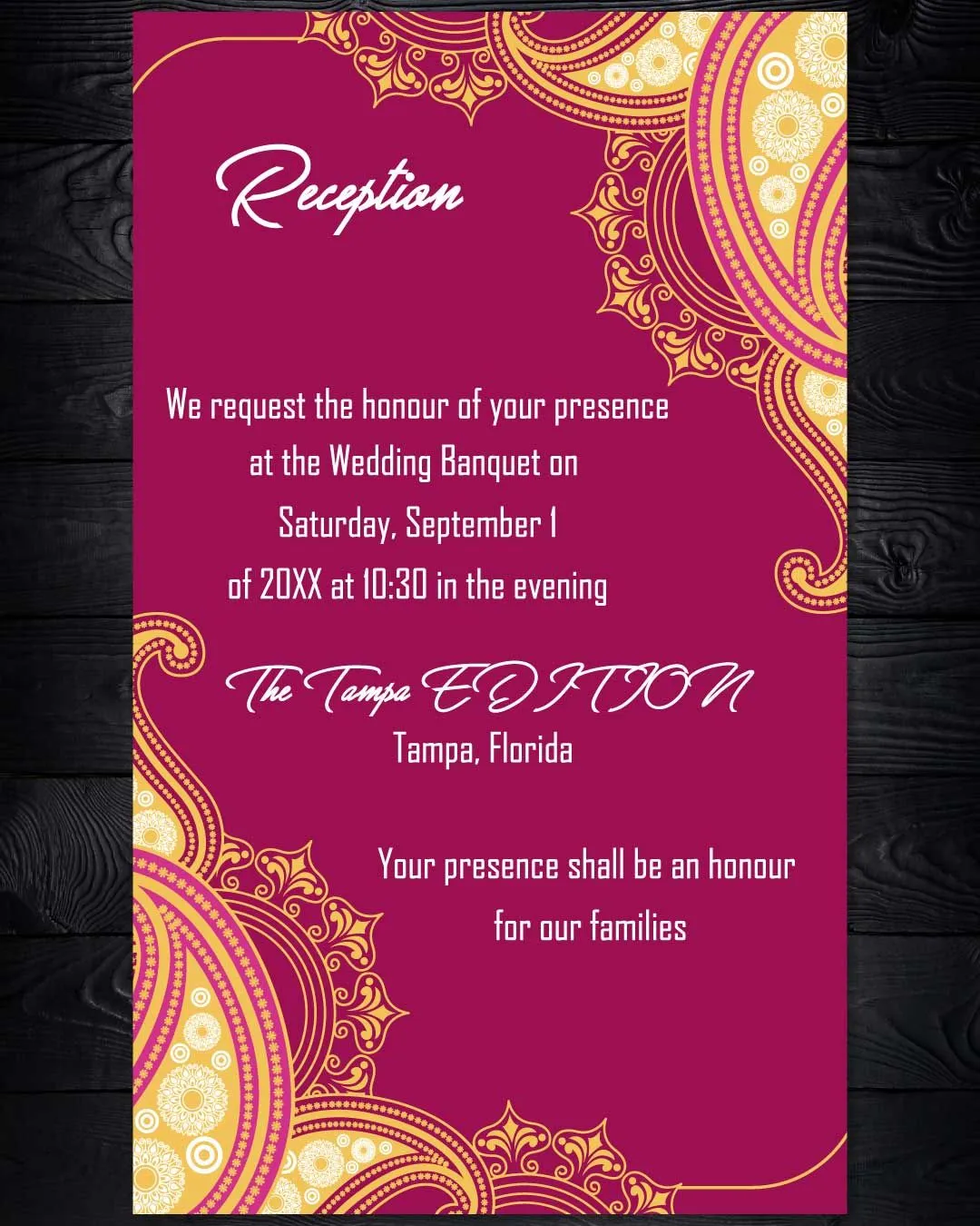 Pink Design Indian Wedding Invitation