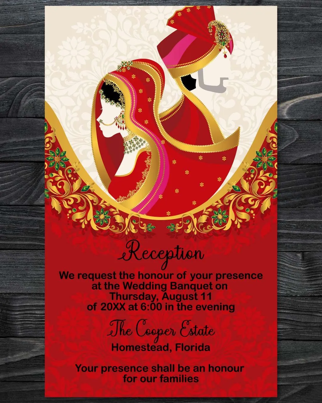 Wedded Indian Red Wedding Invitation
