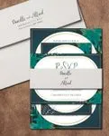 Dark Teal Frame Simple Flat 5x7 Wedding Invitation