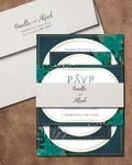 Dark Teal Frame Simple Flat 5x7 Wedding Invitation