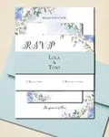 Elegant Blue Flowers Simple Flat 5x7 Wedding Invitation