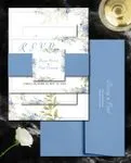 Blue Flowers Simple Flat 5x7 Wedding Invitation