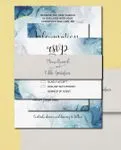 Diffused Blue Droplets Simple Flat 5x7 Wedding Invitation
