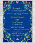Pert Blue and Border Indian Wedding Invitation