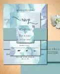 Blue Purple Brushes Simple Flat 5x7 Wedding Invitation