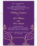 Purple Peacock Silhouettes Indian Wedding Invitation