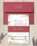 Burgundy Leaves Simple Flat 5x7 Wedding Invitation