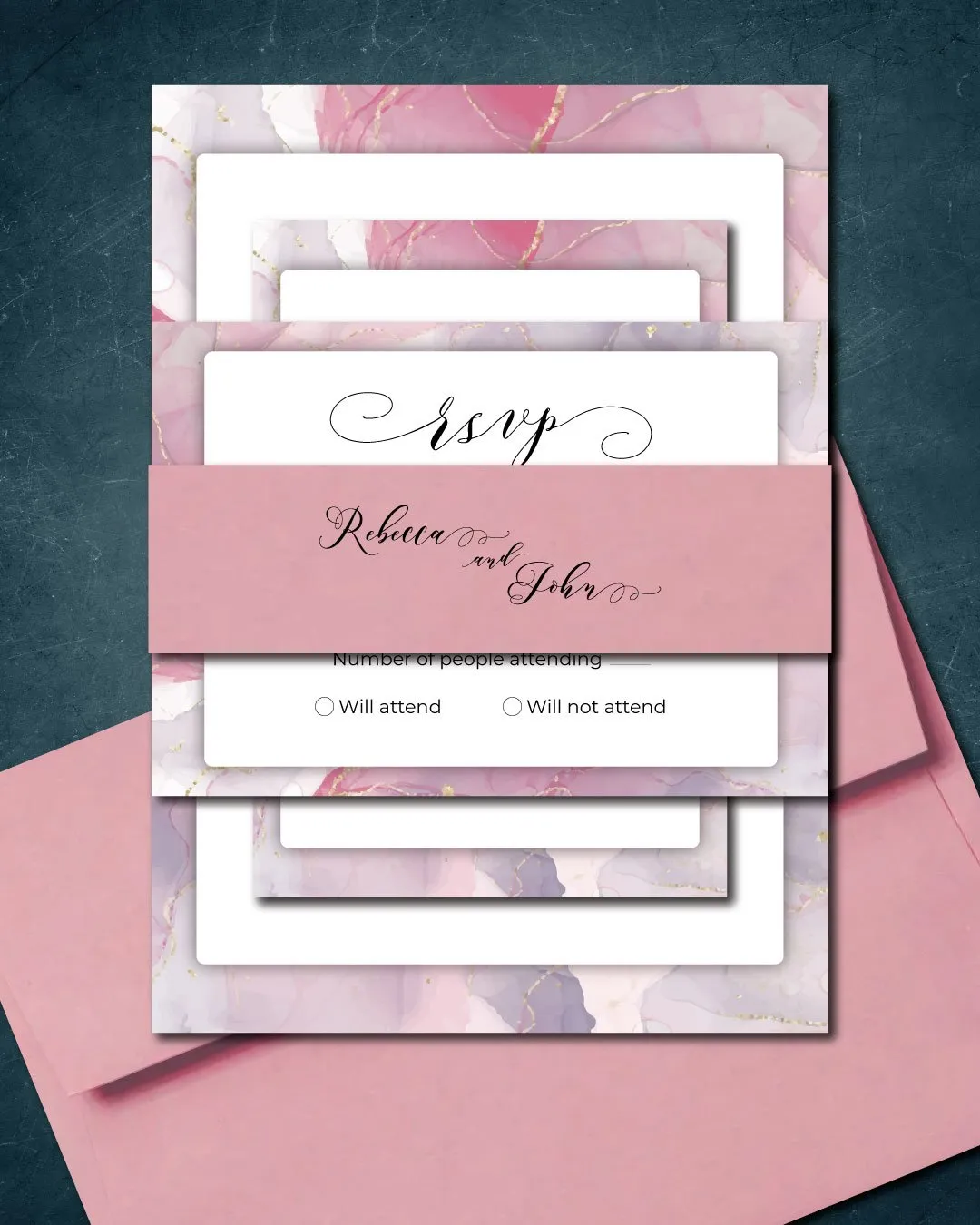 Pink and Fuchsia Simple Flat 5x7 Wedding Invitation