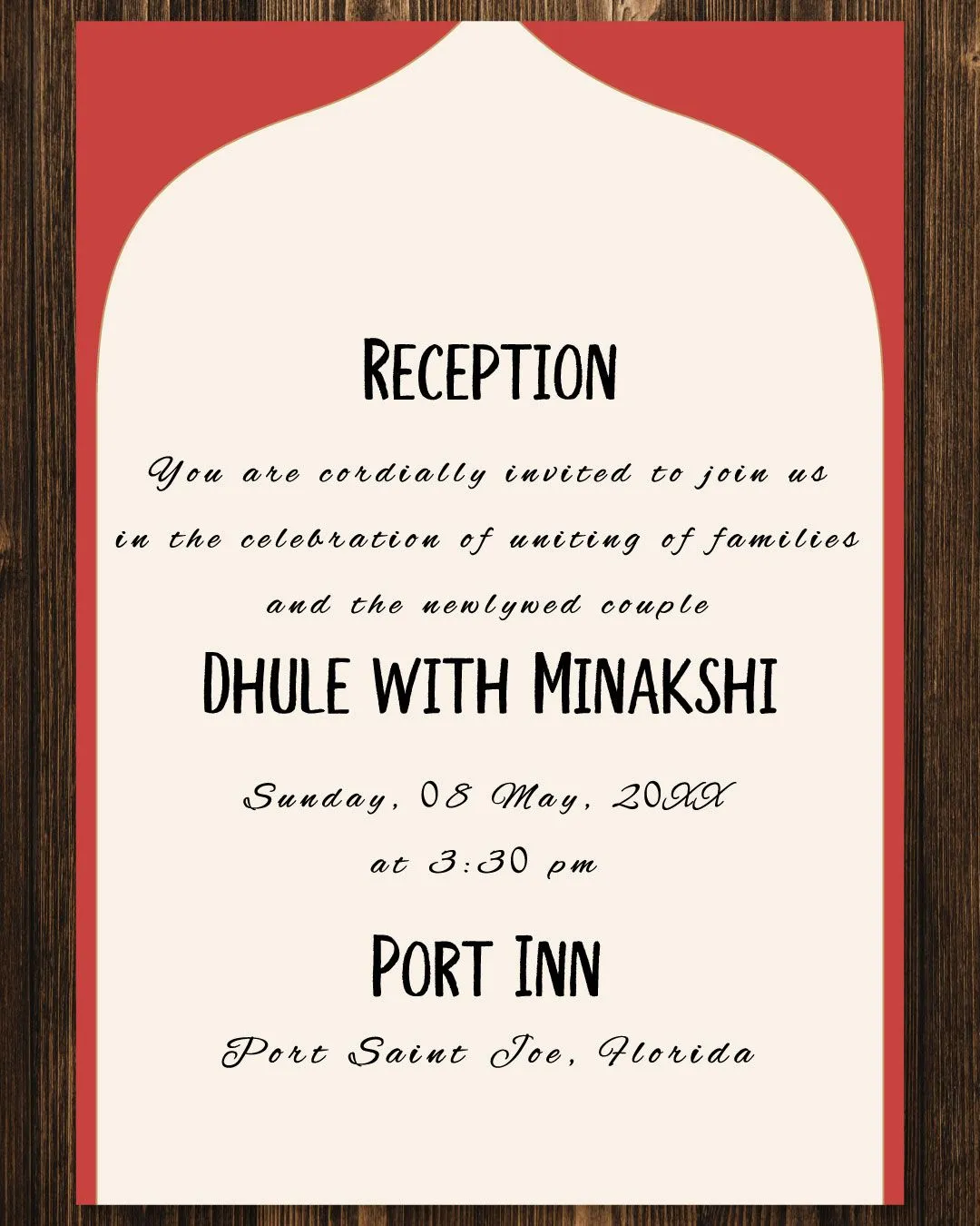 Simple Indu and Red Indian Wedding Invitation