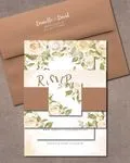 Warm Fall Flowers Simple Flat 5x7 Wedding Invitation