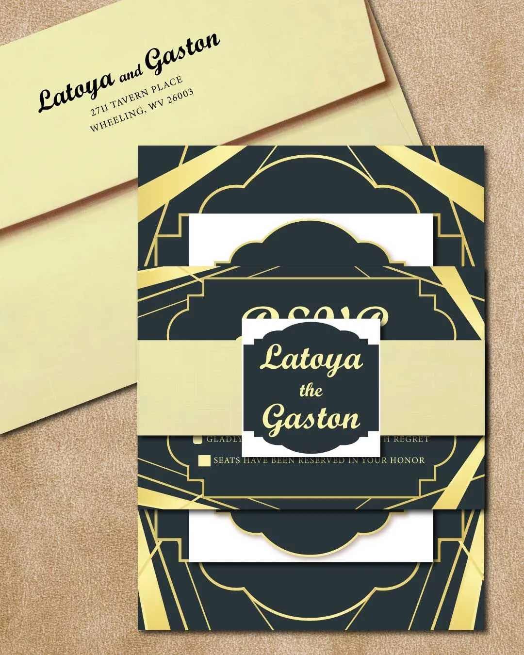Gold Frames Simple Flat 5x7 Wedding Invitation