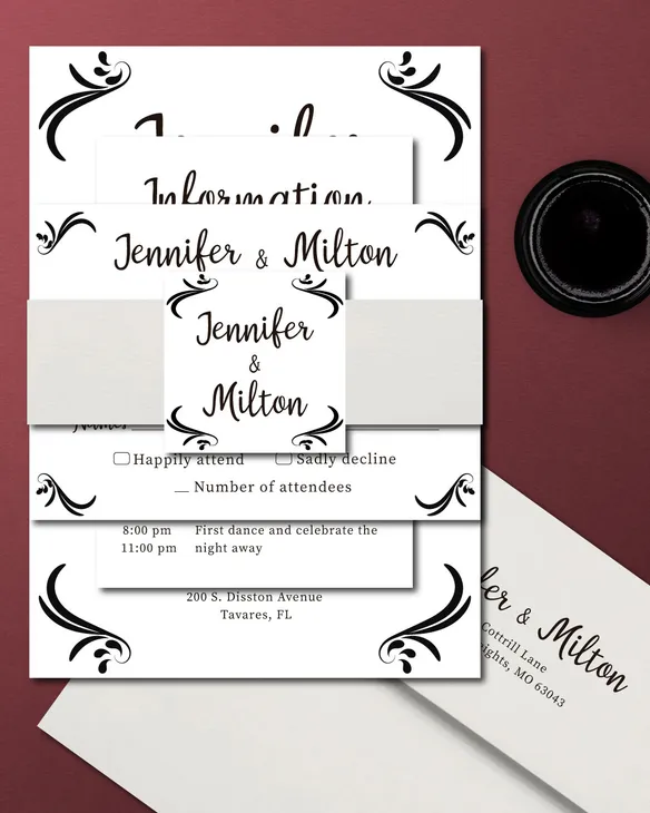Simplicity and Elegance Simple Flat 5x7 Wedding Invitation