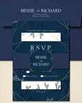 Golden Frame and Leaves Simple Flat 5x7 Wedding Invitation
