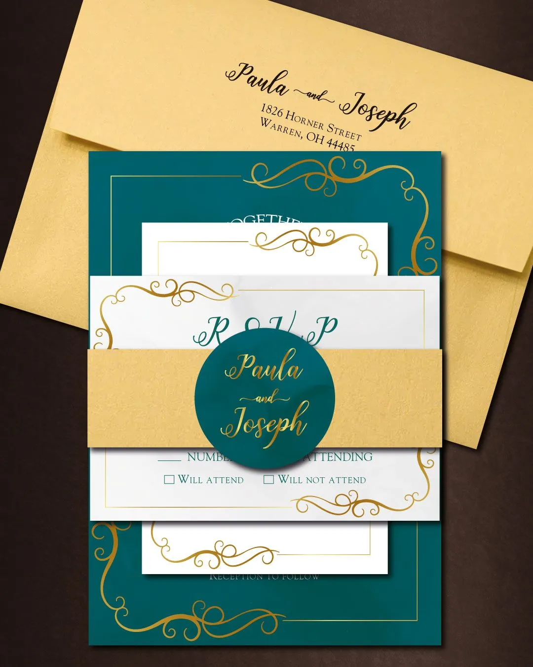 Elegant Frames Simple Flat 5x7 Wedding Invitation