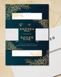 Golden Corner Flowers Simple Flat 5x7 Wedding Invitation