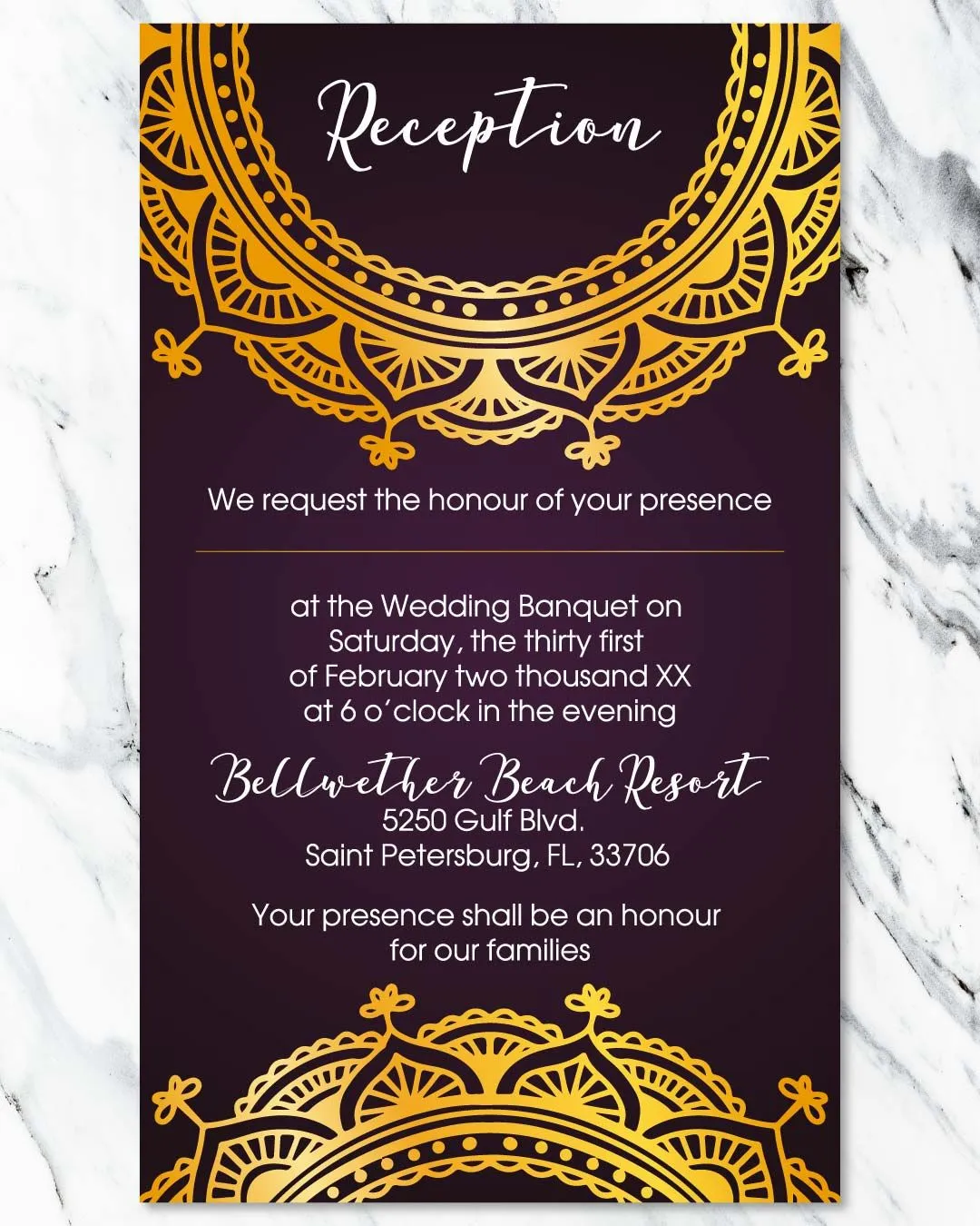 Gold Circular Border Indian Wedding Invitation