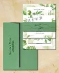 Rustic Green Leaves Simple Flat 5x7 Wedding Invitation