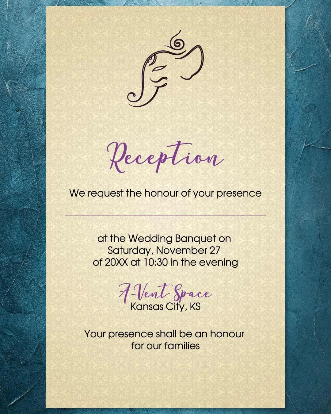 Simple Elephant Indu Indian Wedding Invitation