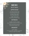 Black Flower Design Wedding Menu Cards