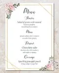 Bouquet Edges Wedding Menu Cards