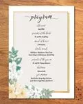 Gold Frame Flowers Wedding Program Cards