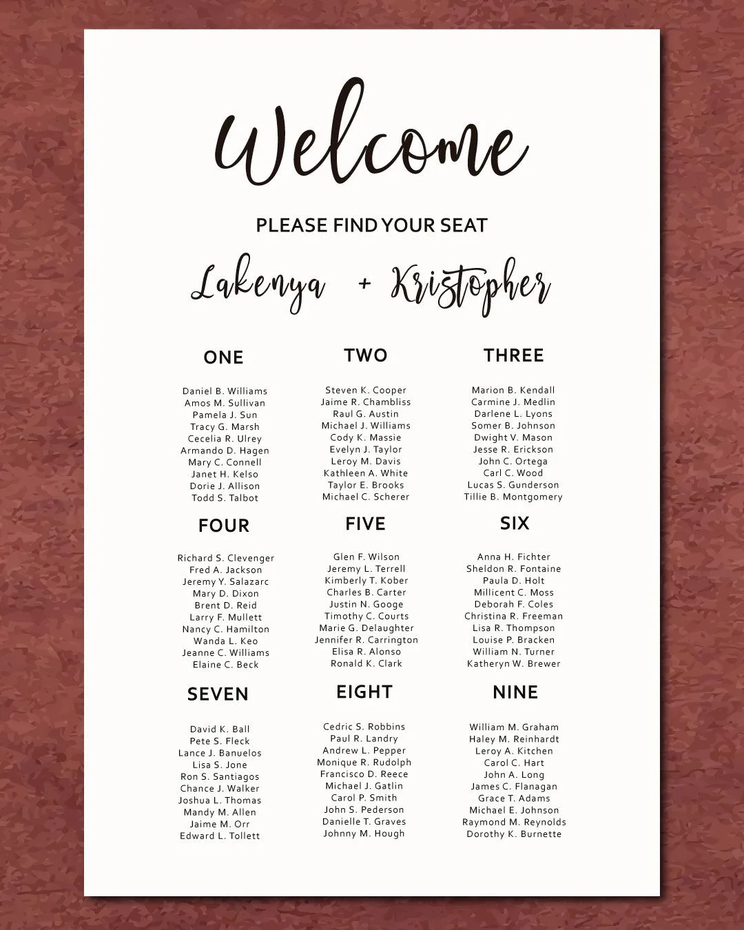 Rosi Simple Seating Charts
