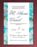 Abstract Blue Paint Simple Flat 5x7 Wedding Invitation