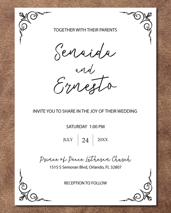 Minimalist Class Simple Flat 5x7 Wedding Invitation