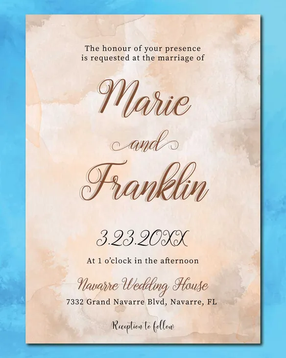 Watercolor Earth Tones Simple Flat 5x7 Wedding Invitation