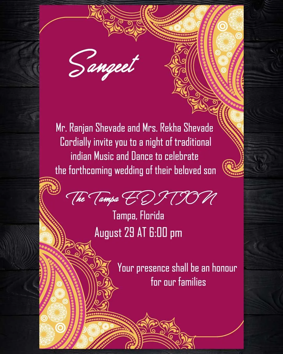 Pink Design Indian Wedding Invitation