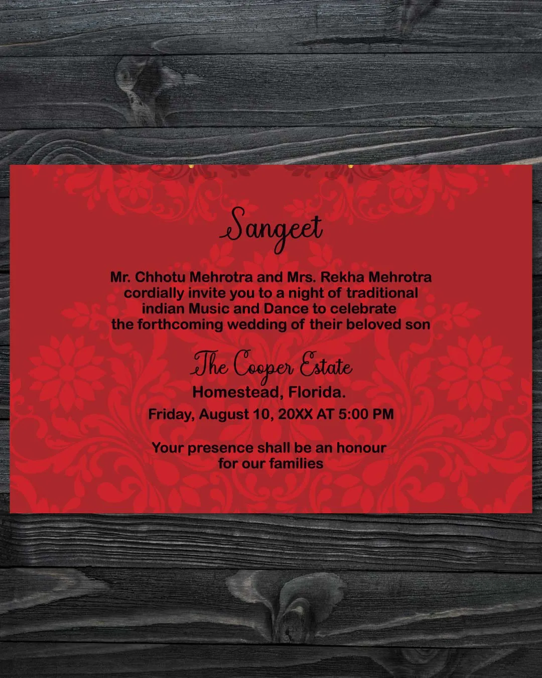 Wedded Indian Red Wedding Invitation