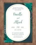 Dark Teal Frame Simple Flat 5x7 Wedding Invitation