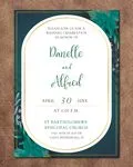 Dark Teal Frame Simple Flat 5x7 Wedding Invitation