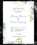 Blue Flowers Simple Flat 5x7 Wedding Invitation