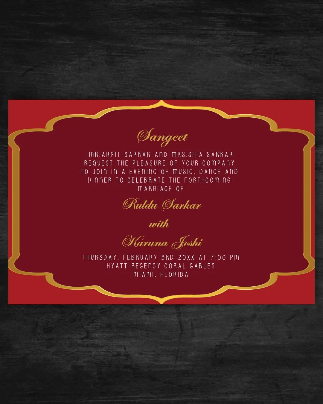 Regal Simplistic Red Indian Wedding Invitation