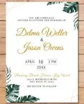 Tropical Leaves Simple Flat 5x7 Wedding Invitation