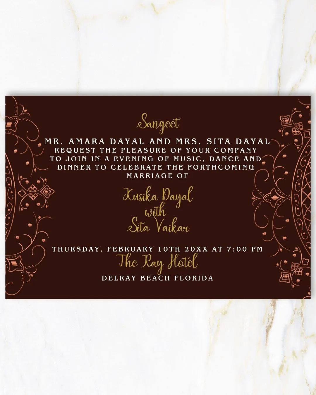 Ganesha Elegant bronze Indian Wedding Invitation