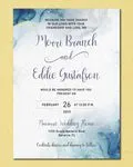 Diffused Blue Droplets Simple Flat 5x7 Wedding Invitation